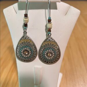 Silver and Turquoise Bohemian Teardrop Earrings